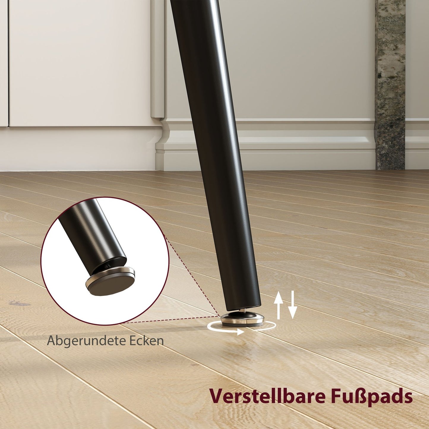 Extendable Dining Table for 6-8, Steel Legs, MDF Top