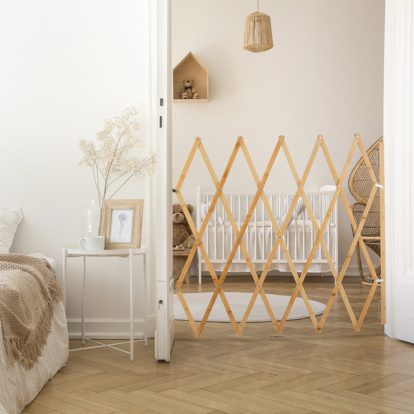 Extendable Dog Barrier, Natural Bamboo