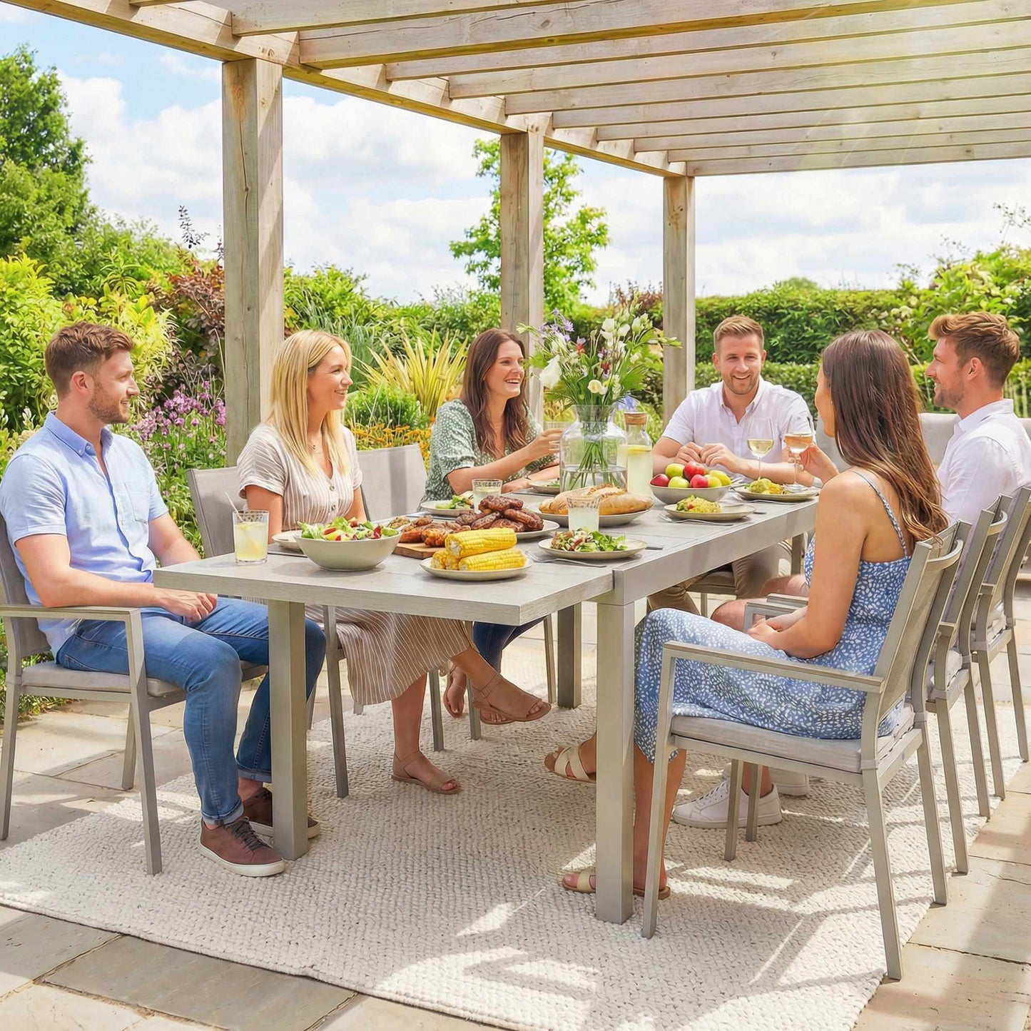Extendable Outdoor Dining Table, Aluminum, 154-214 cm