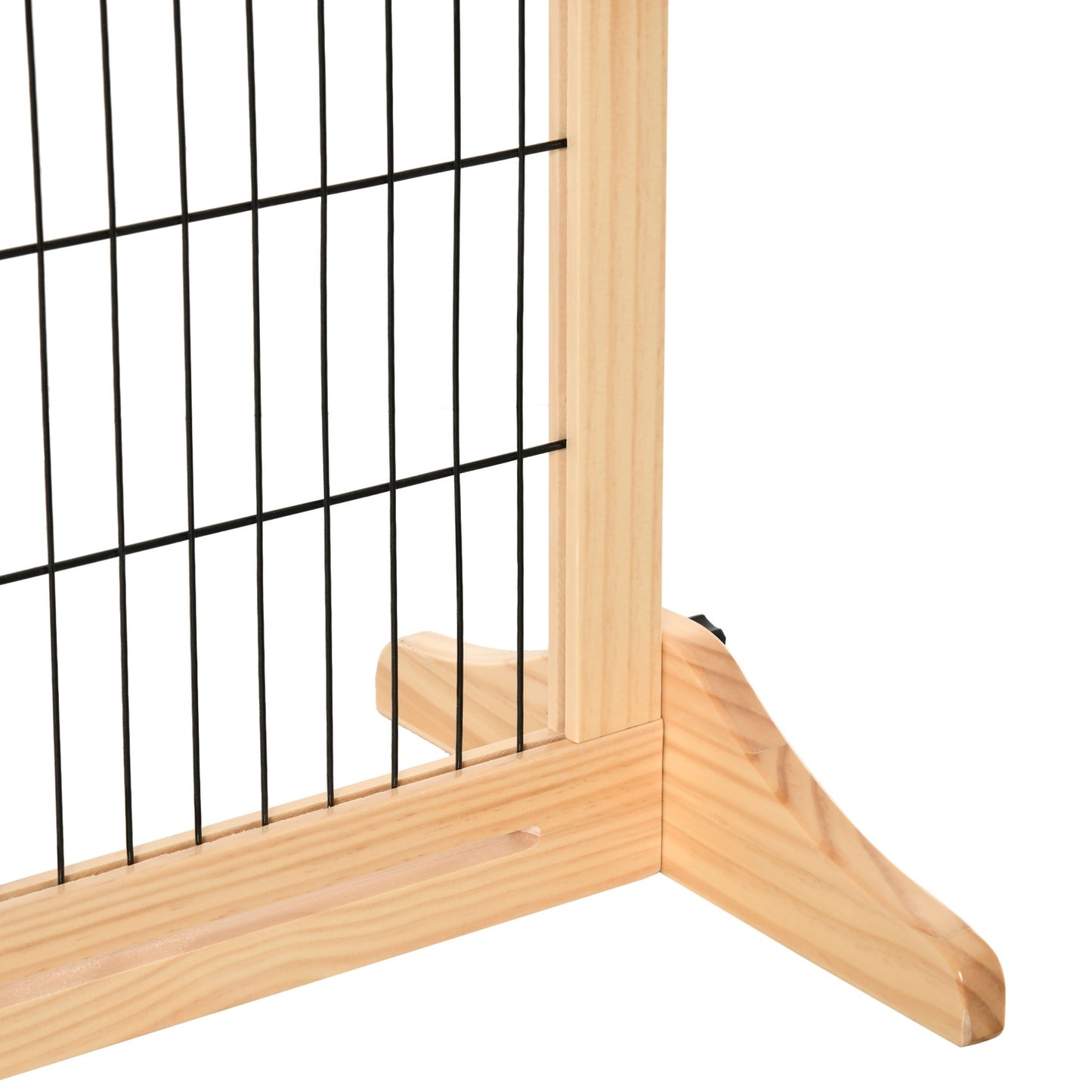 Adjustable wooden dog gate for stairs and doors, natural finish