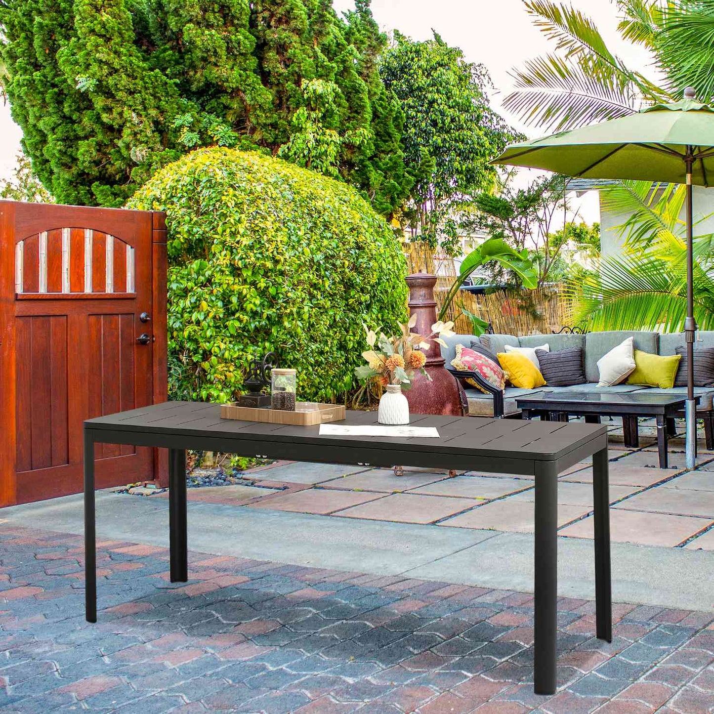 Extendable aluminum garden table, black, 180-240cm