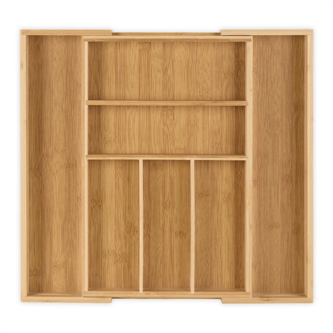 Extendable bamboo cutlery box size M