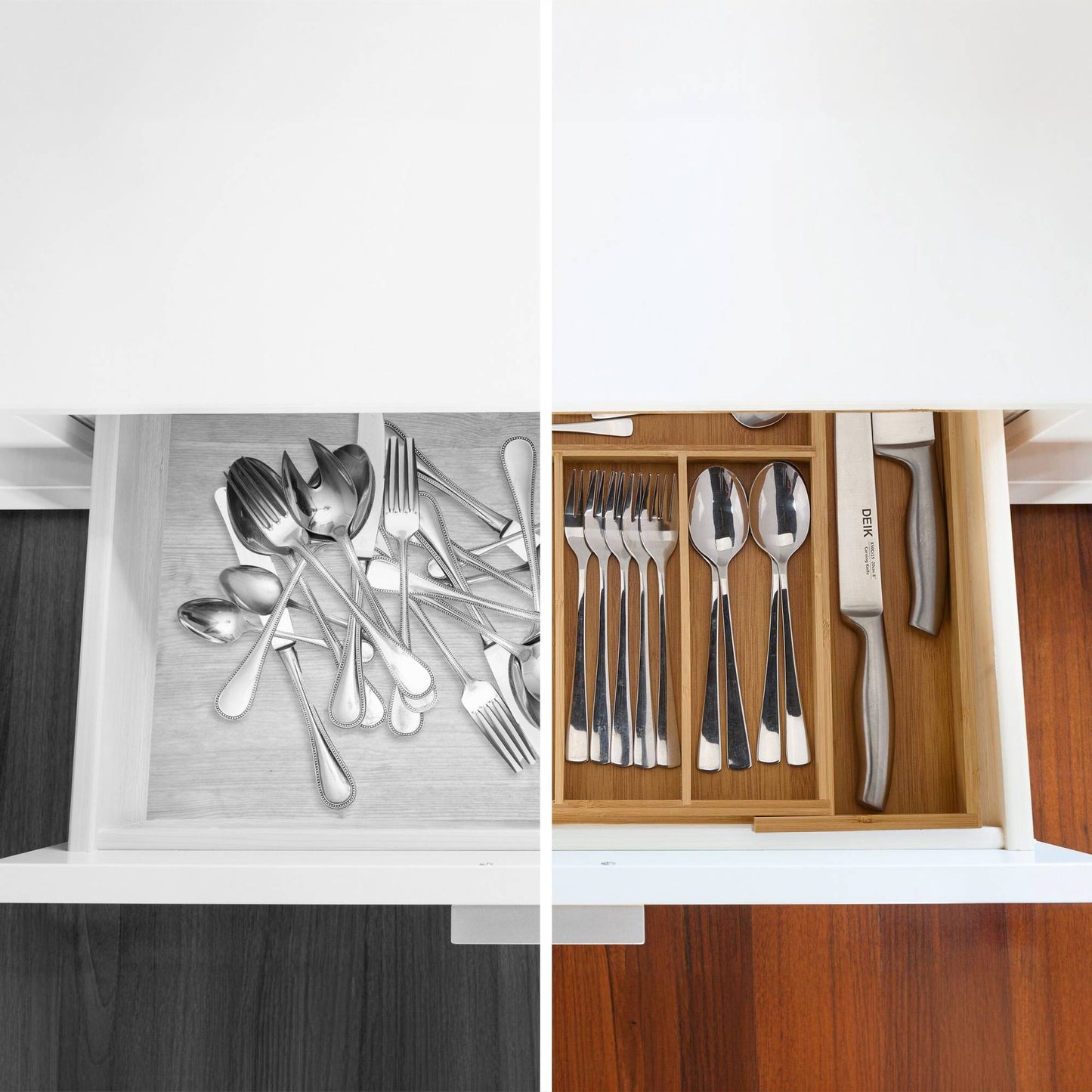 Extendable bamboo cutlery box size M