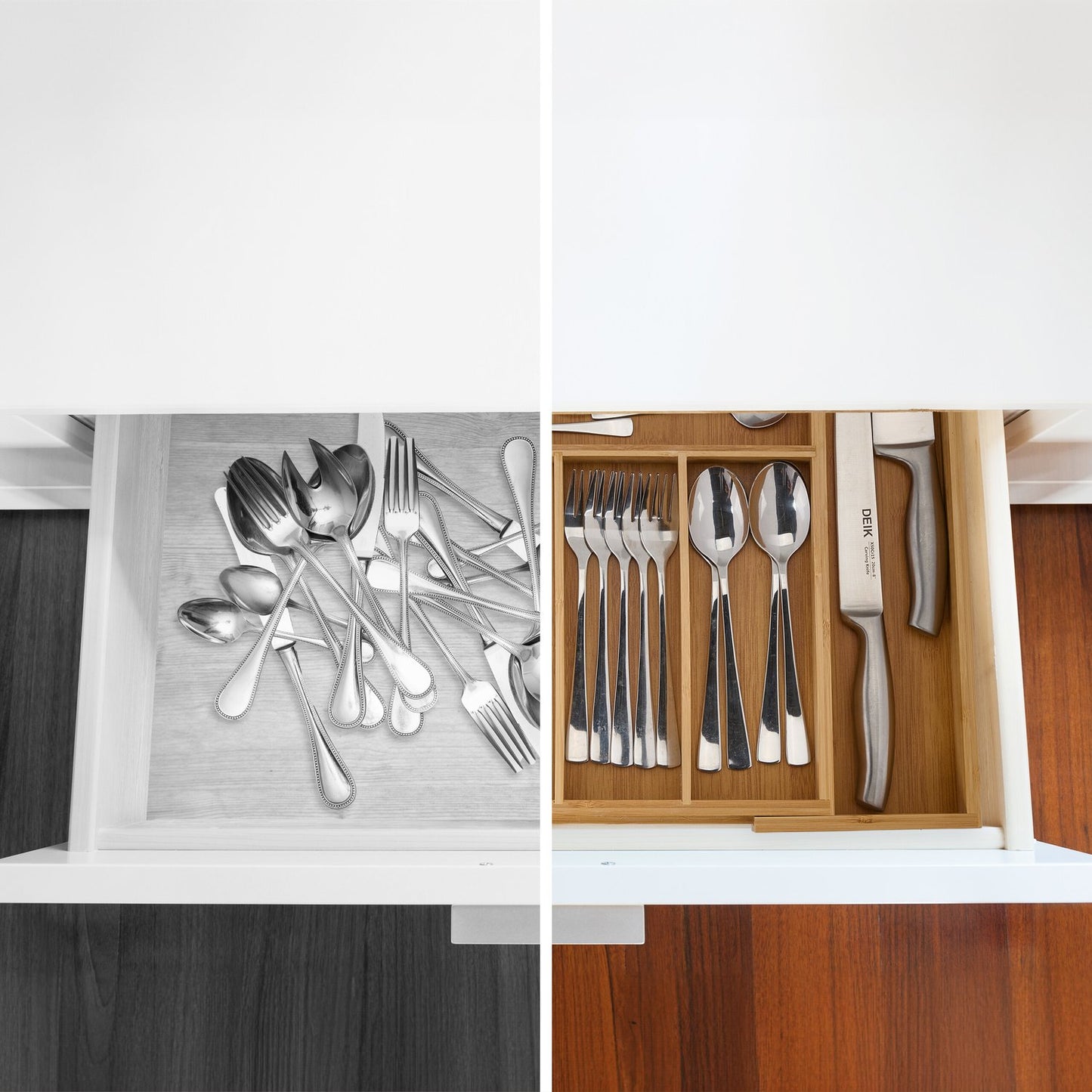 Extendable bamboo cutlery box size M