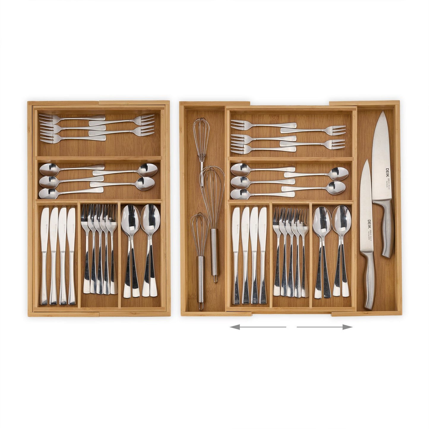 Extendable bamboo cutlery box size M