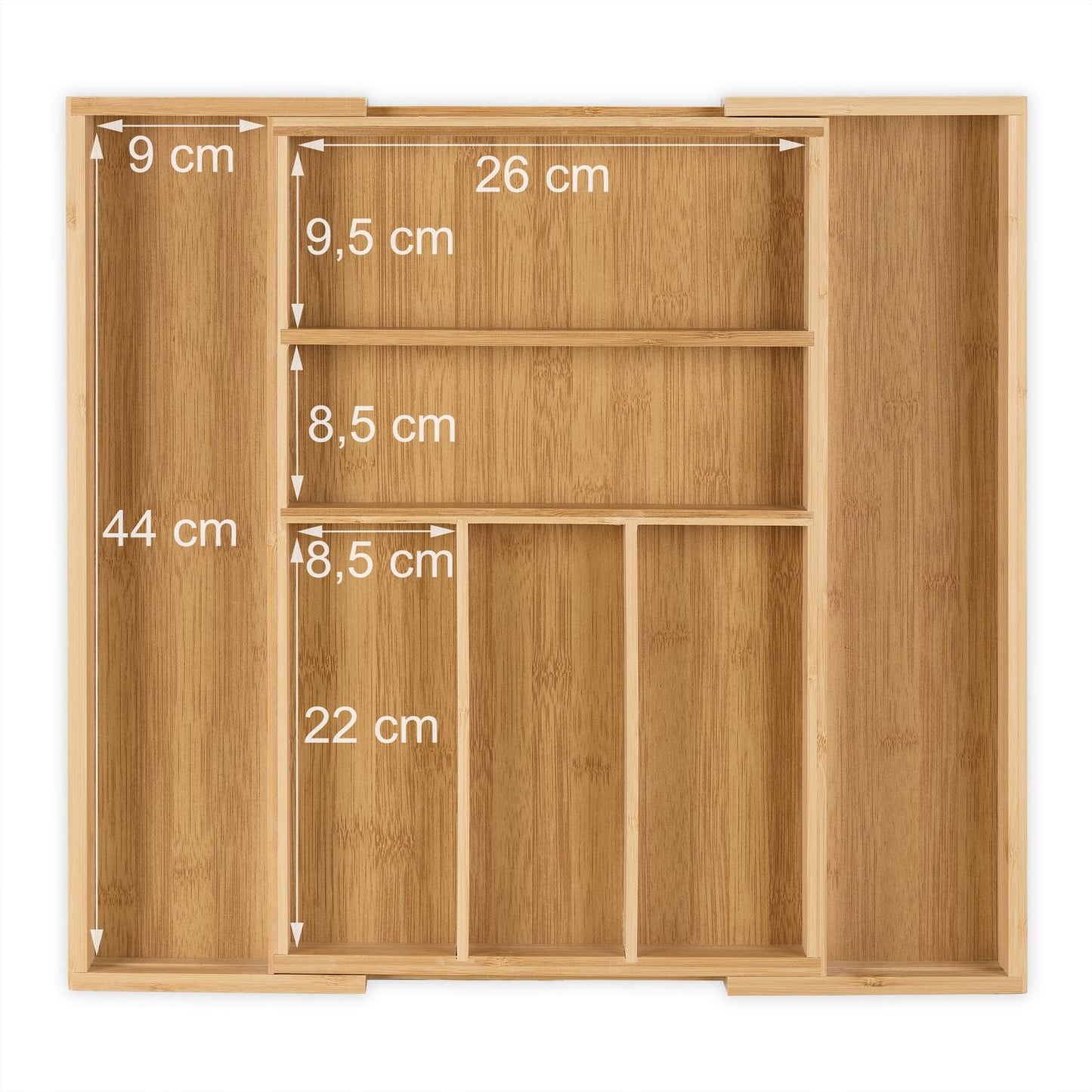 Extendable bamboo cutlery box size M