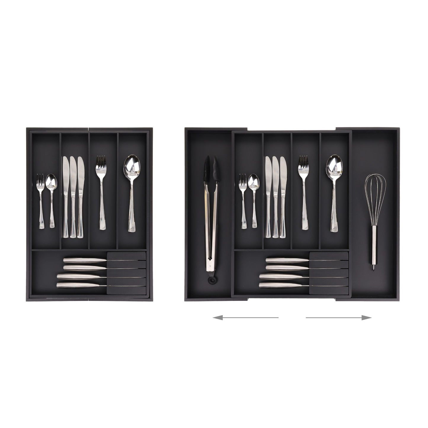 Extendable bamboo cutlery tray