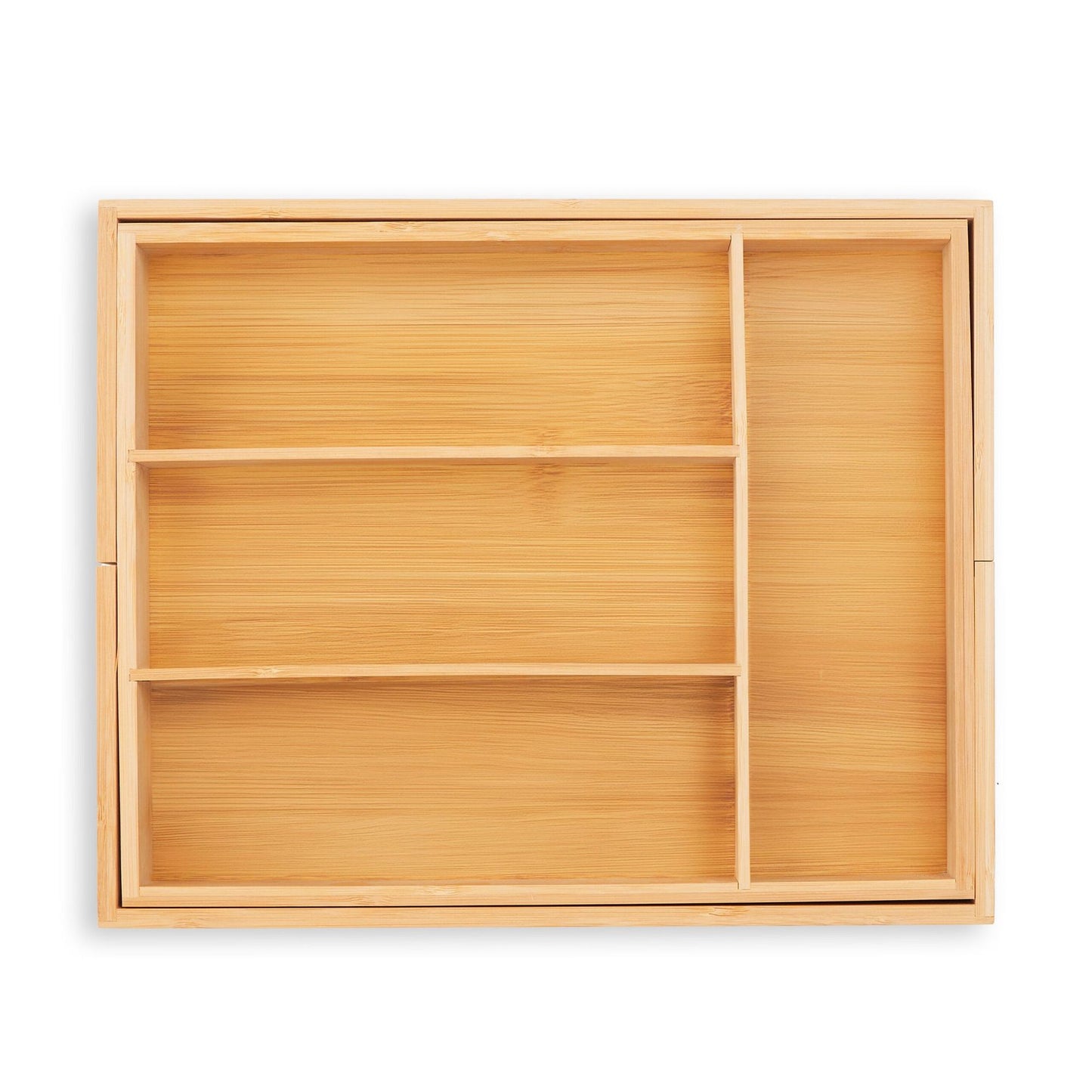 Extendable bamboo cutlery tray