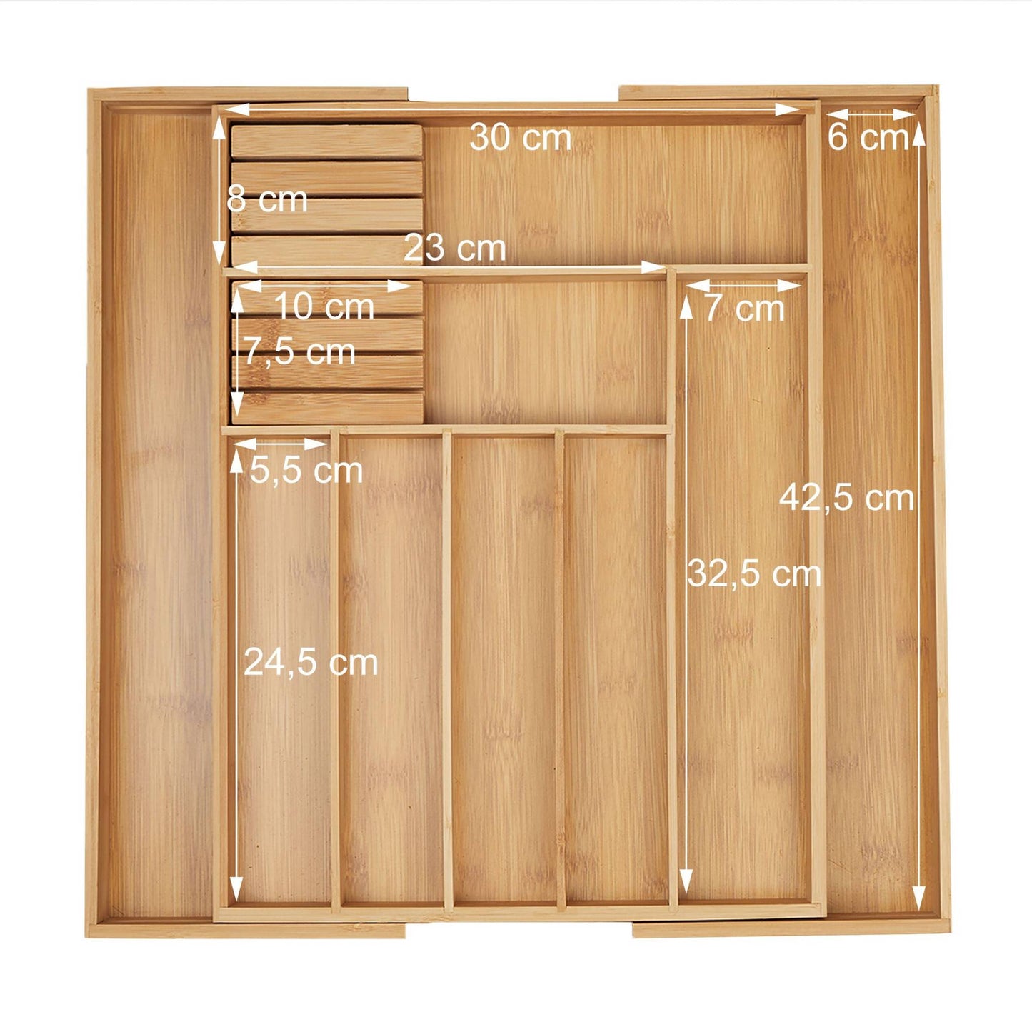 Extendable bamboo cutlery tray