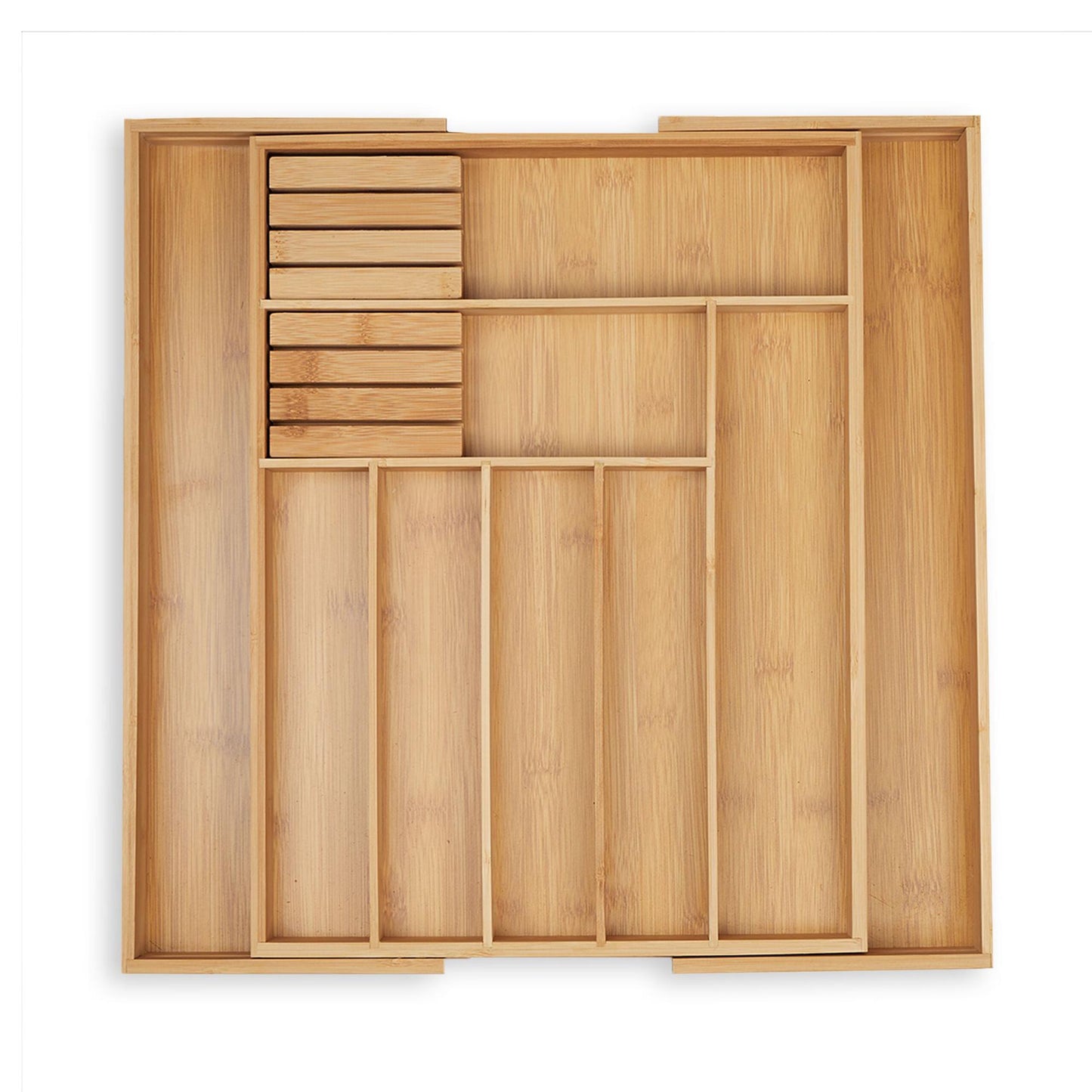 Extendable bamboo cutlery tray
