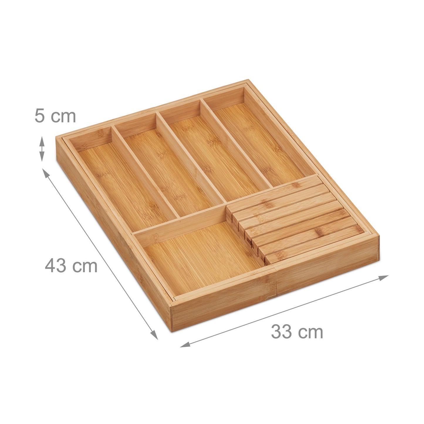 Extendable bamboo cutlery tray