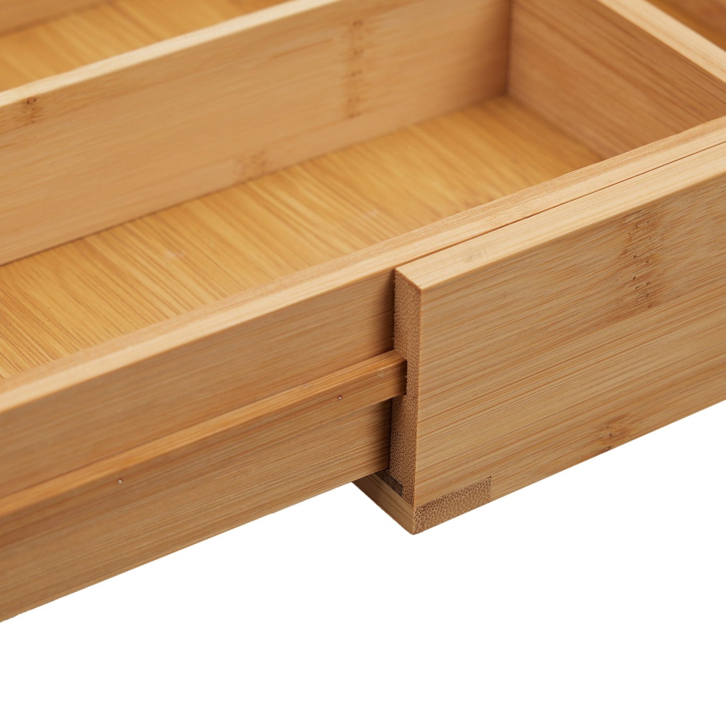 Extendable bamboo cutlery tray