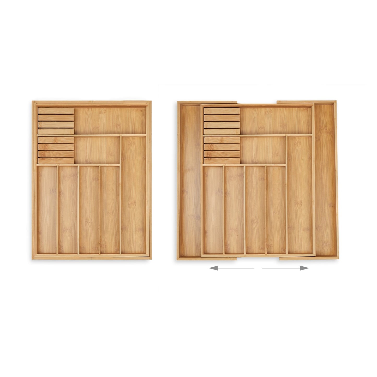 Extendable bamboo cutlery tray