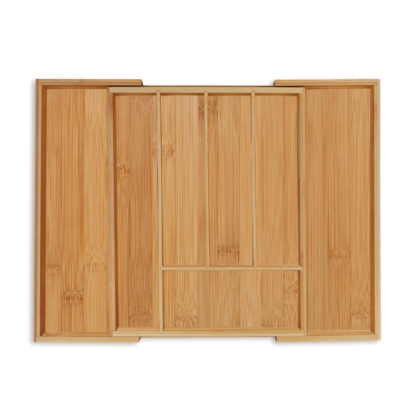 Extendable bamboo cutlery tray