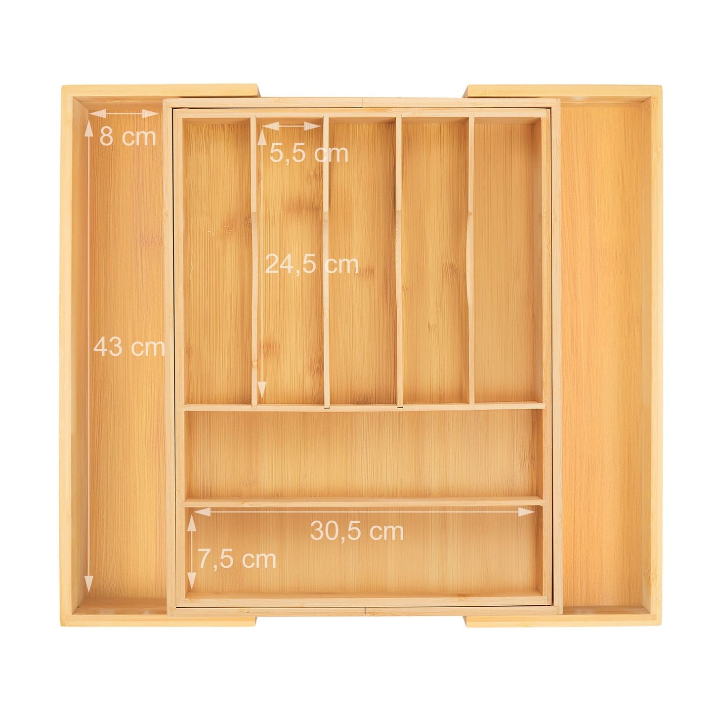Extendable bamboo cutlery tray