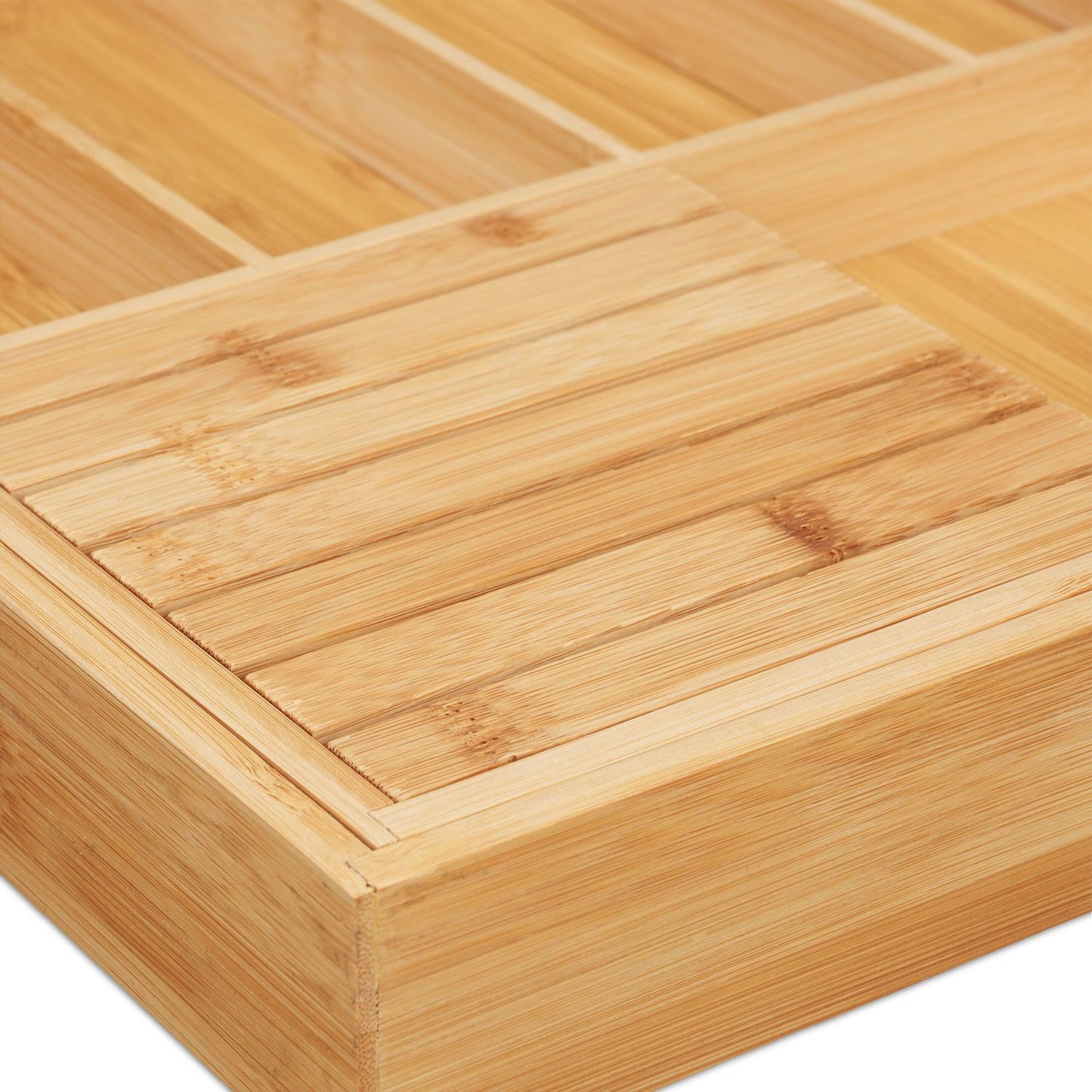 Extendable bamboo cutlery tray