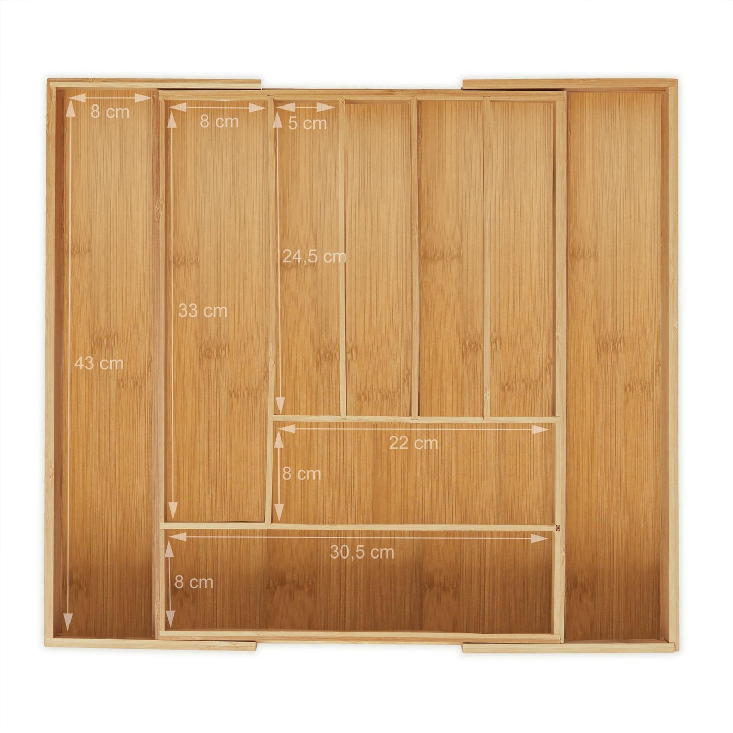 Extendable bamboo cutlery tray