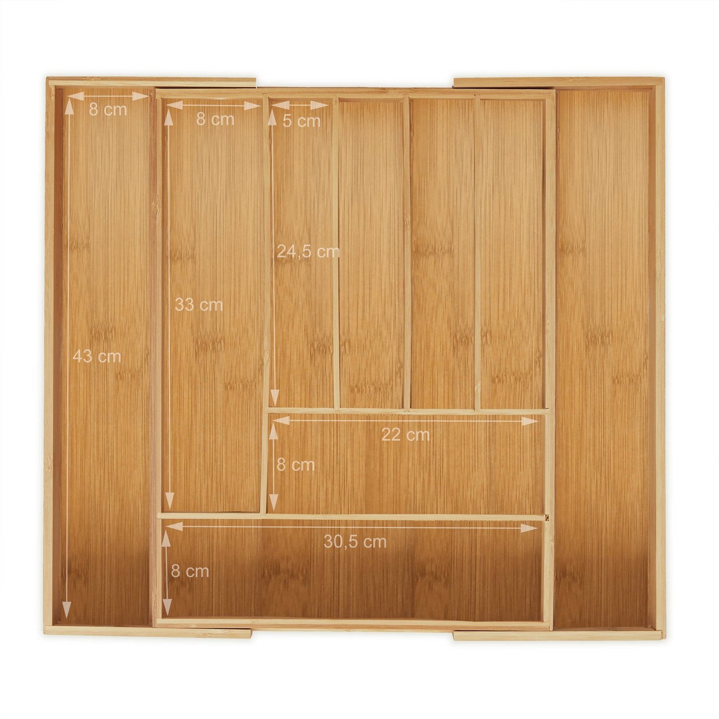 Extendable bamboo cutlery tray