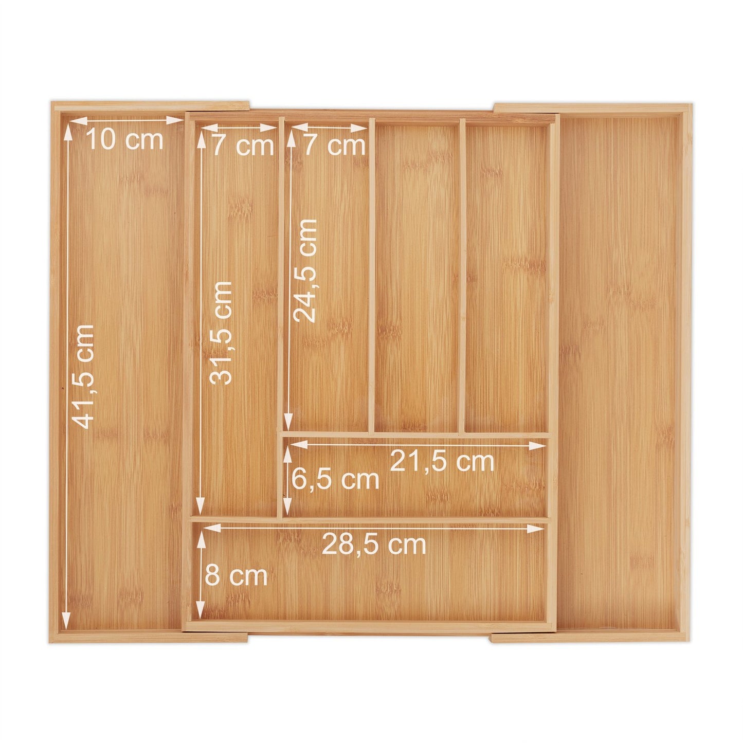 Extendable bamboo cutlery tray
