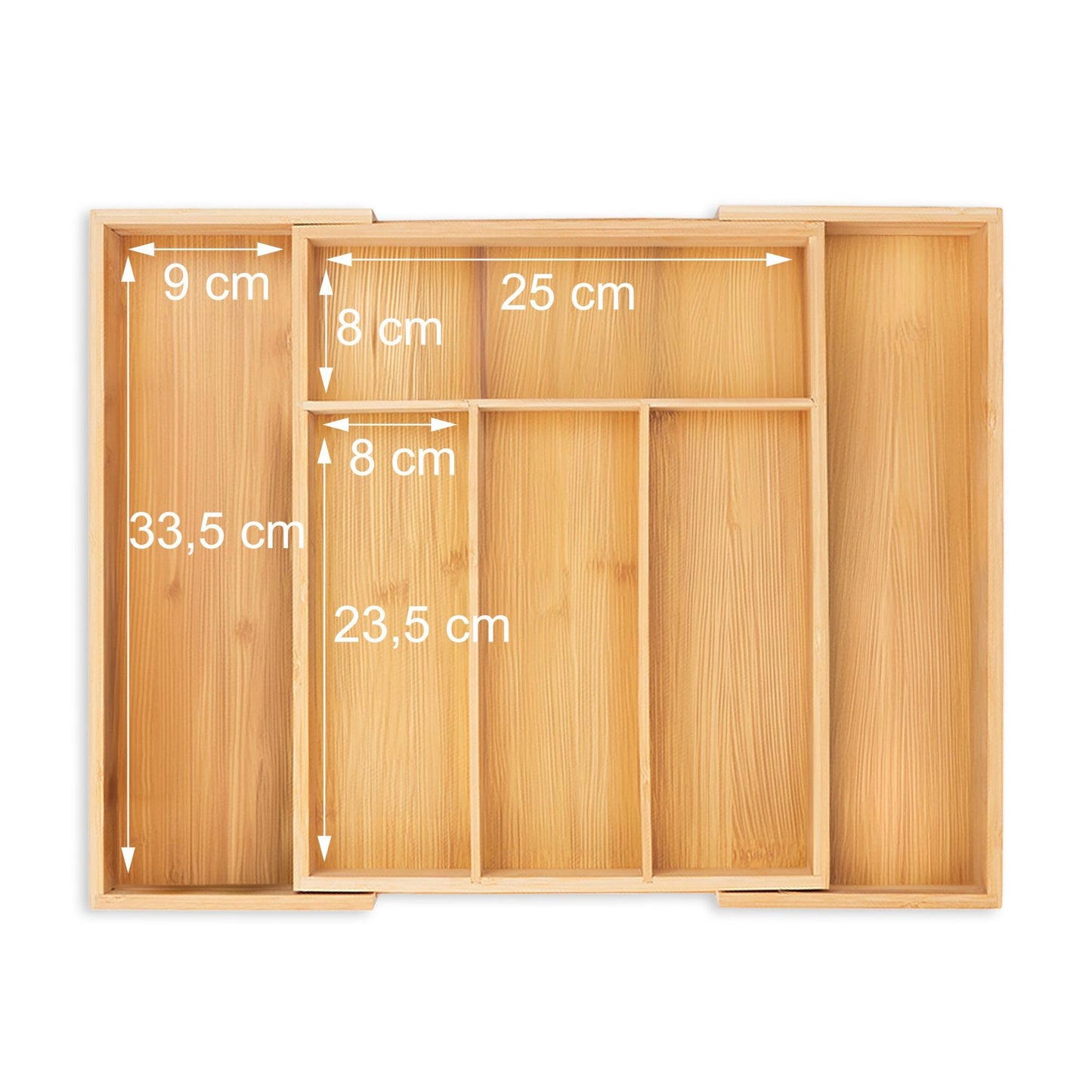 Extendable bamboo cutlery tray