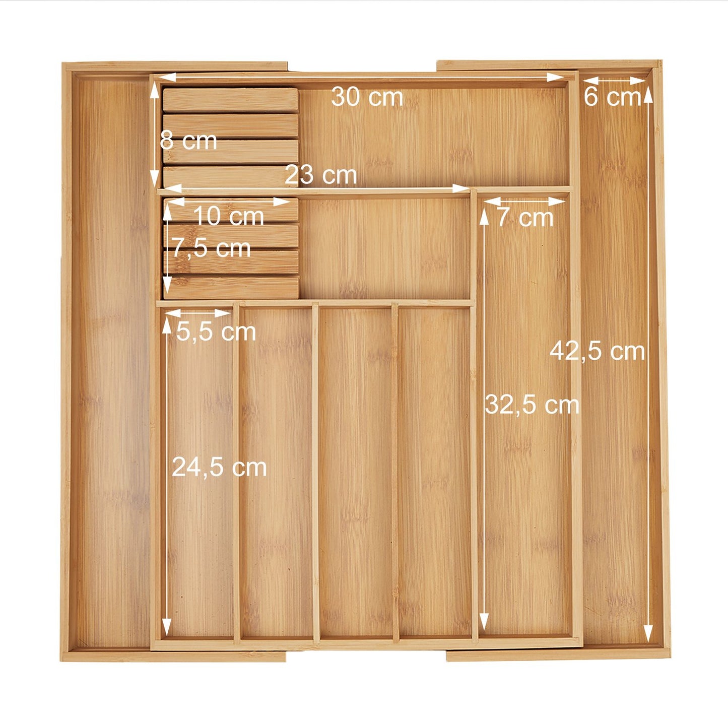 Extendable bamboo cutlery tray