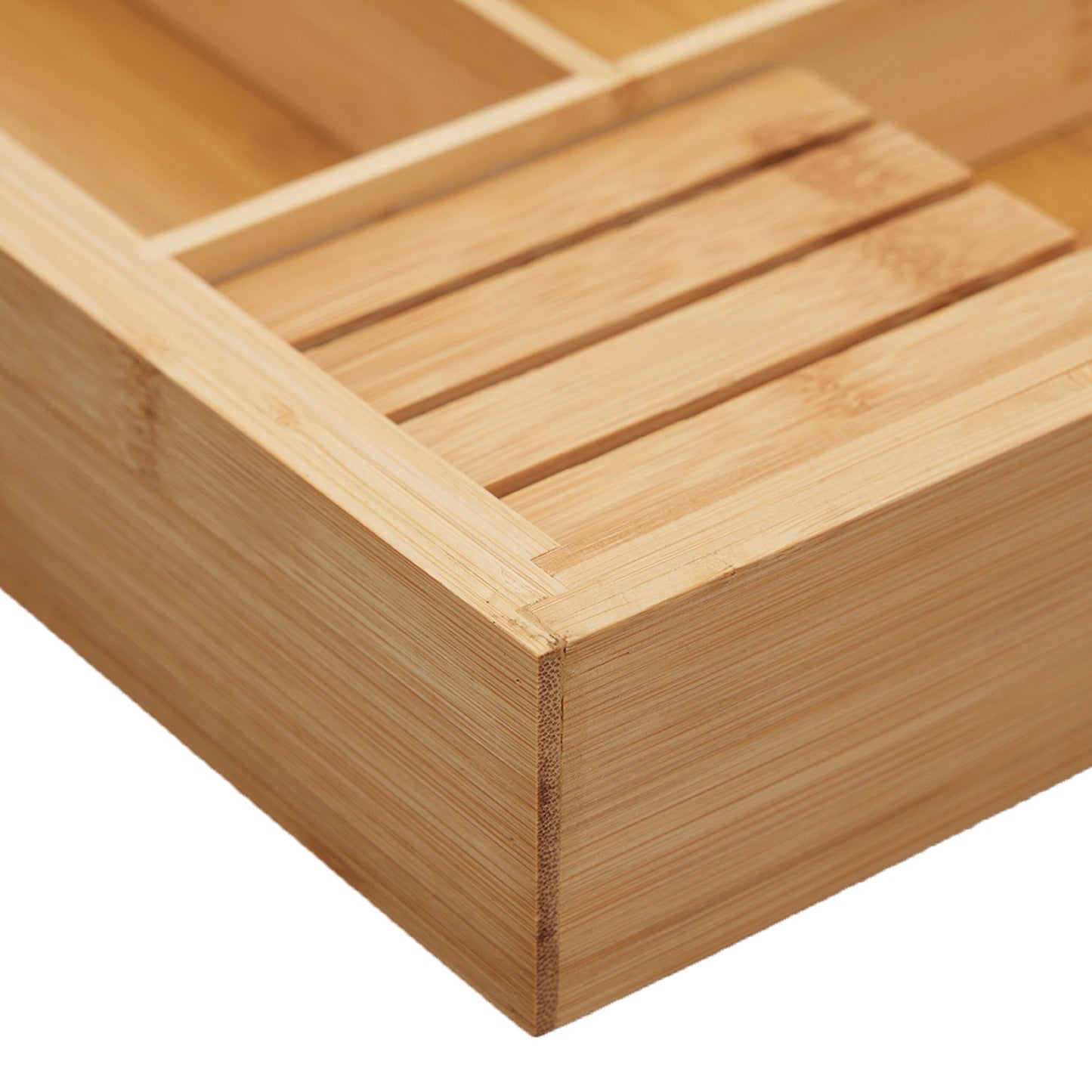 Extendable bamboo cutlery tray