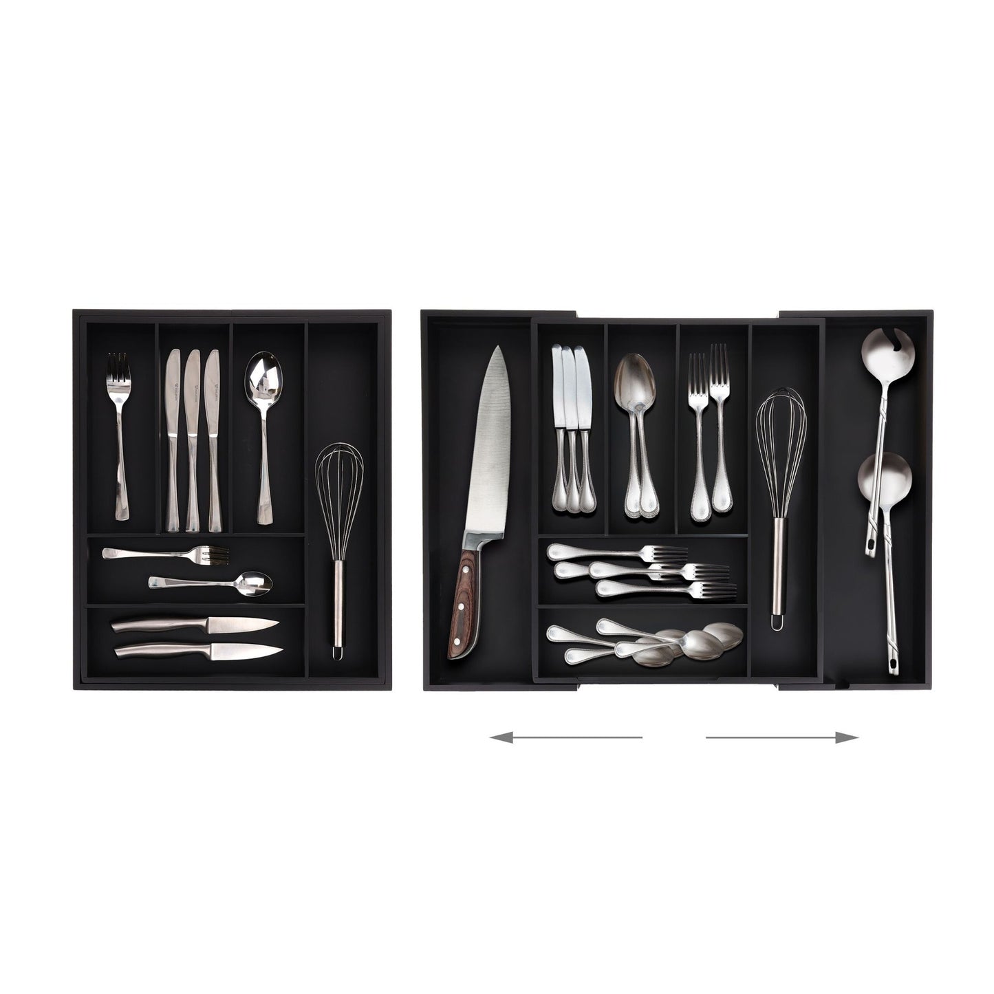 Extendable bamboo cutlery tray