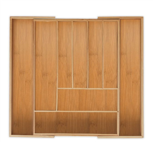 Extendable bamboo cutlery tray