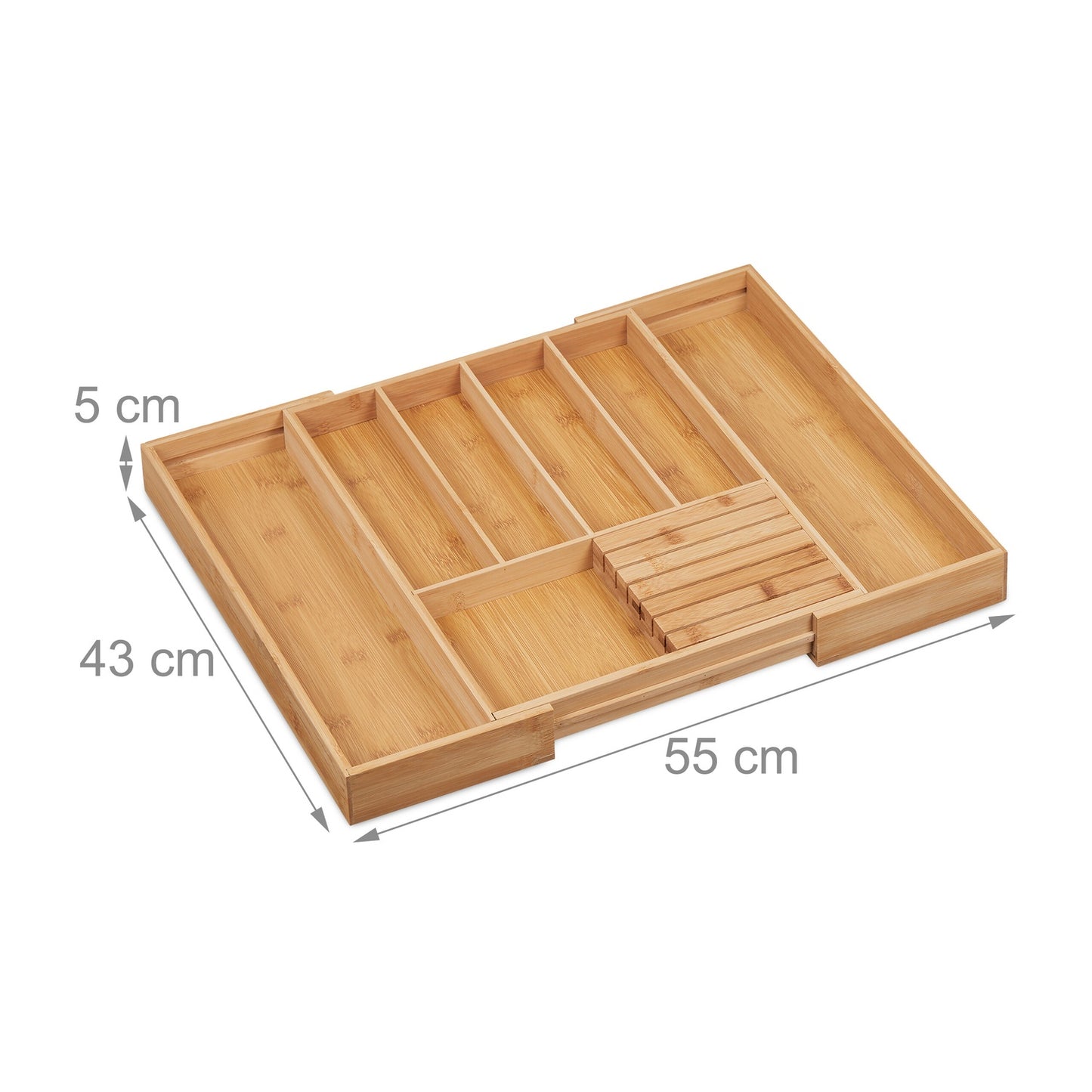 Extendable bamboo cutlery tray