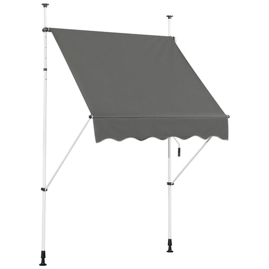 Extendable canopy sun protection with crank, height-adjustable awning 150 x 120 cm gray