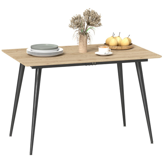 Extendable dining table, seats 6-8, steel legs, natural finish