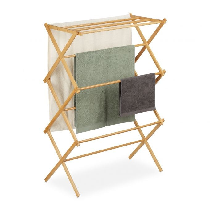 Extendable towel rail in bamboo