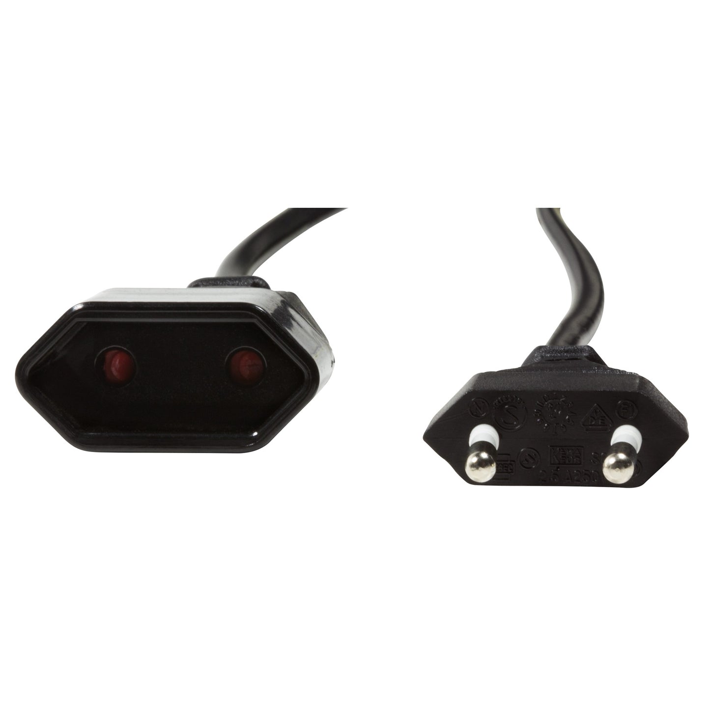Extension cable Ungrounded Euro Black 3m