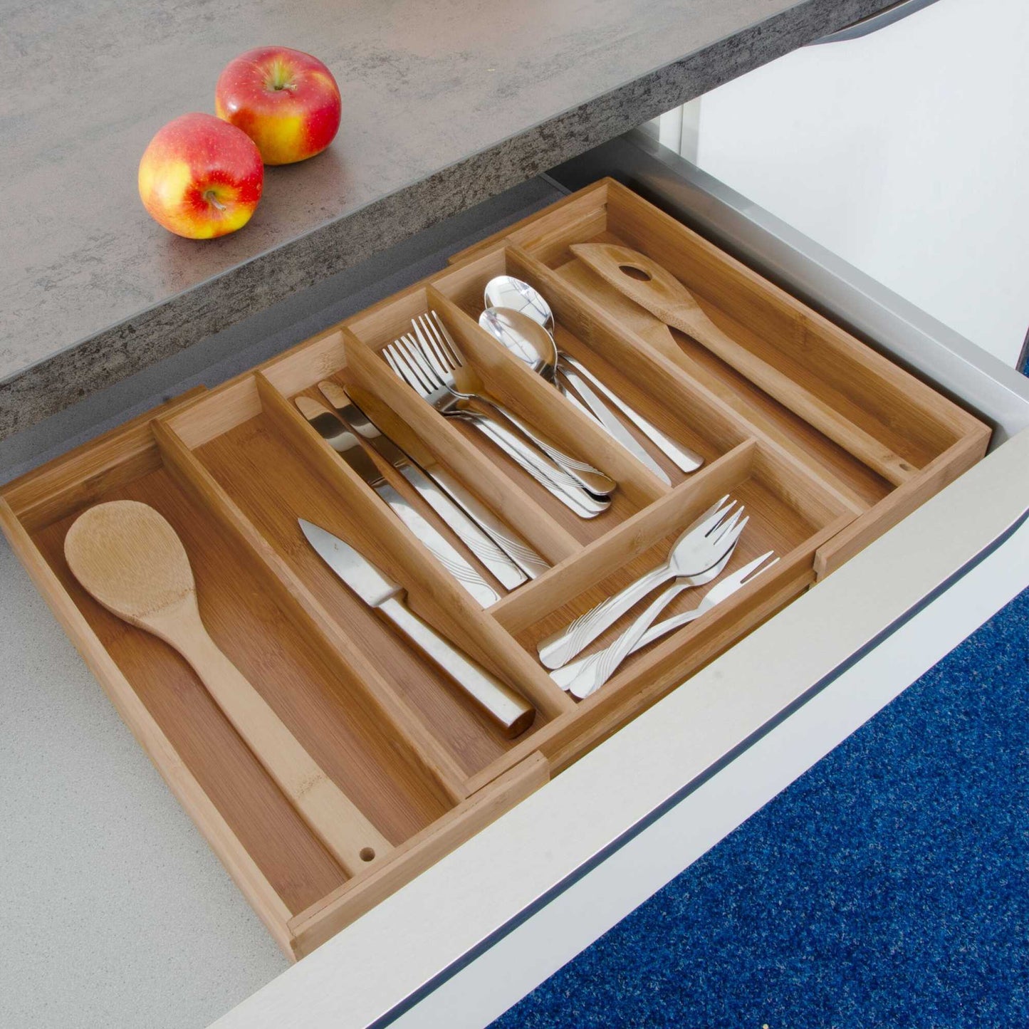 Extra deep cutlery drawer bamboo extendable