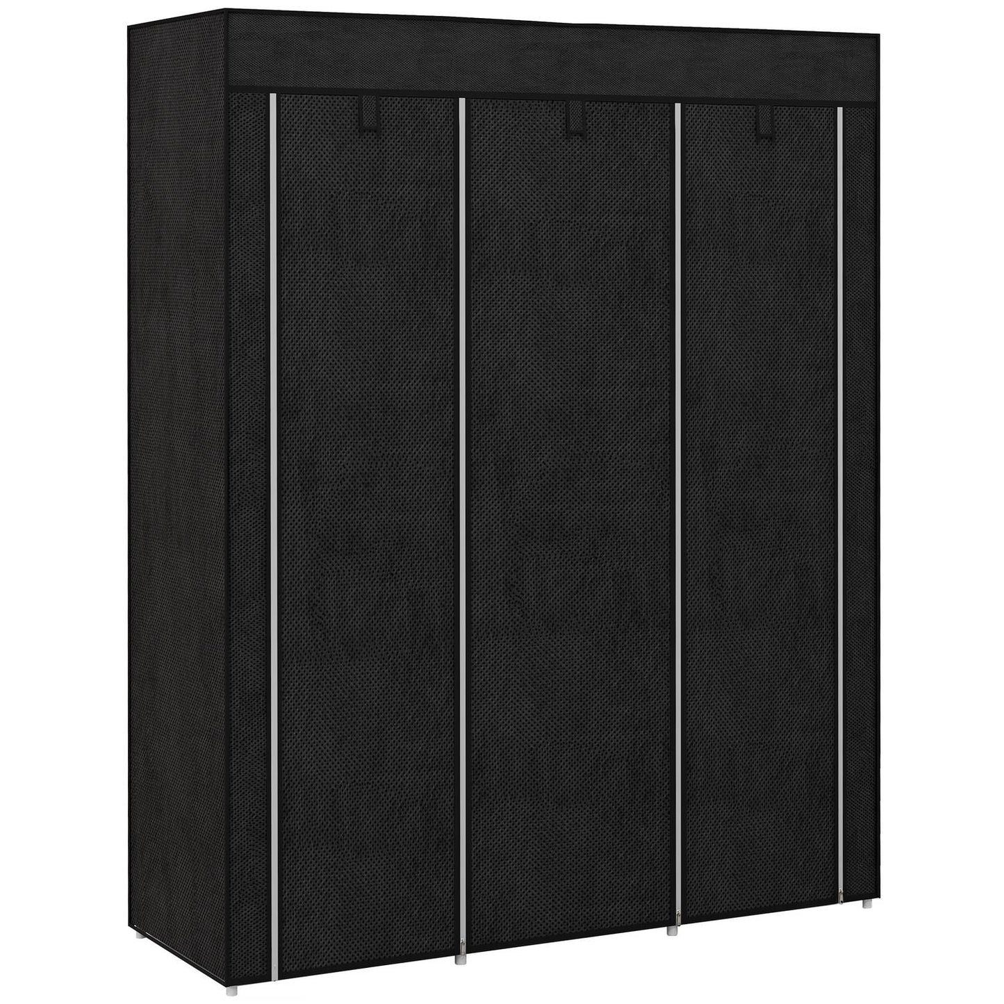Fabric wardrobe with clothes rail, 8 shelves, light grey, space-saving