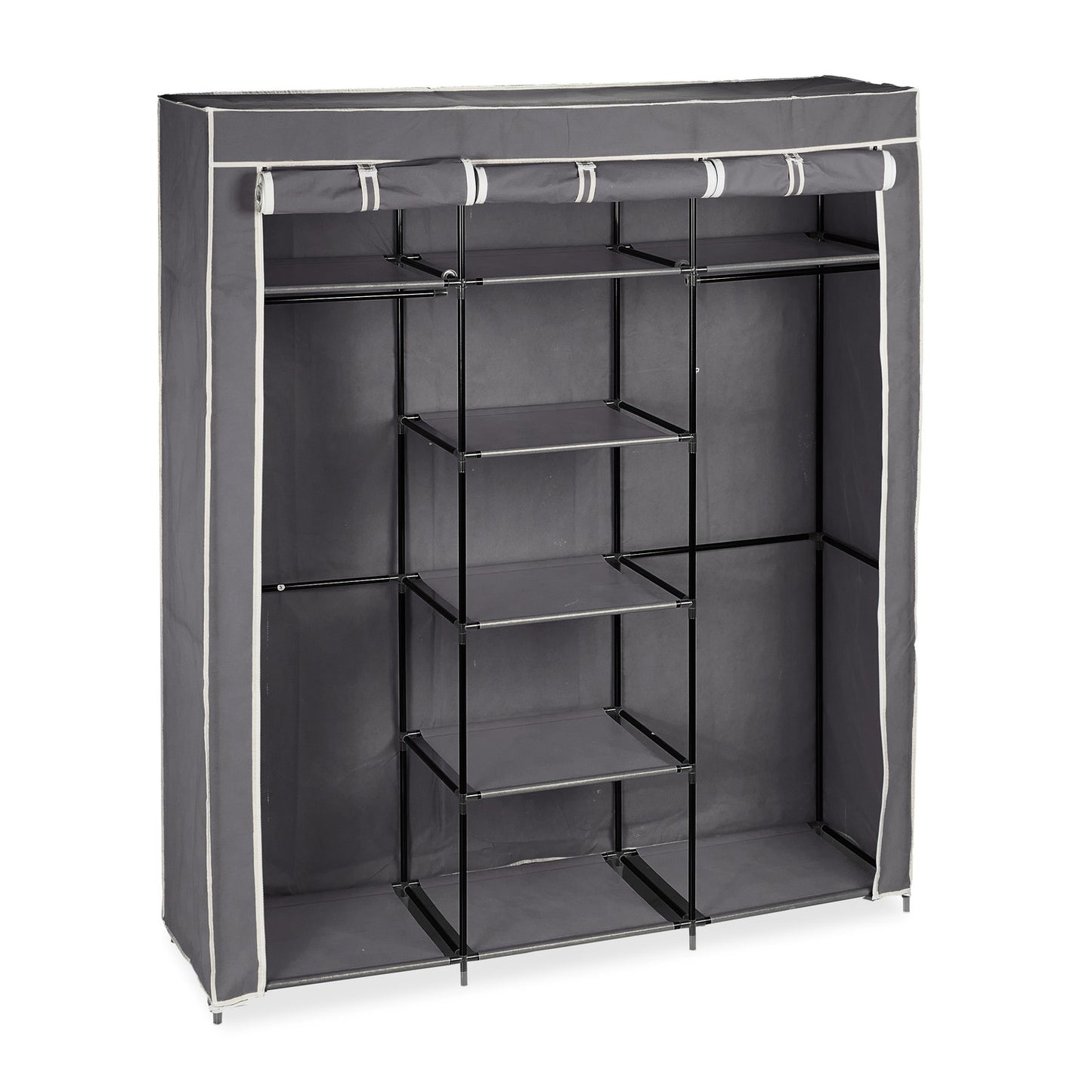 Fabric wardrobe XXL with 9 shelves