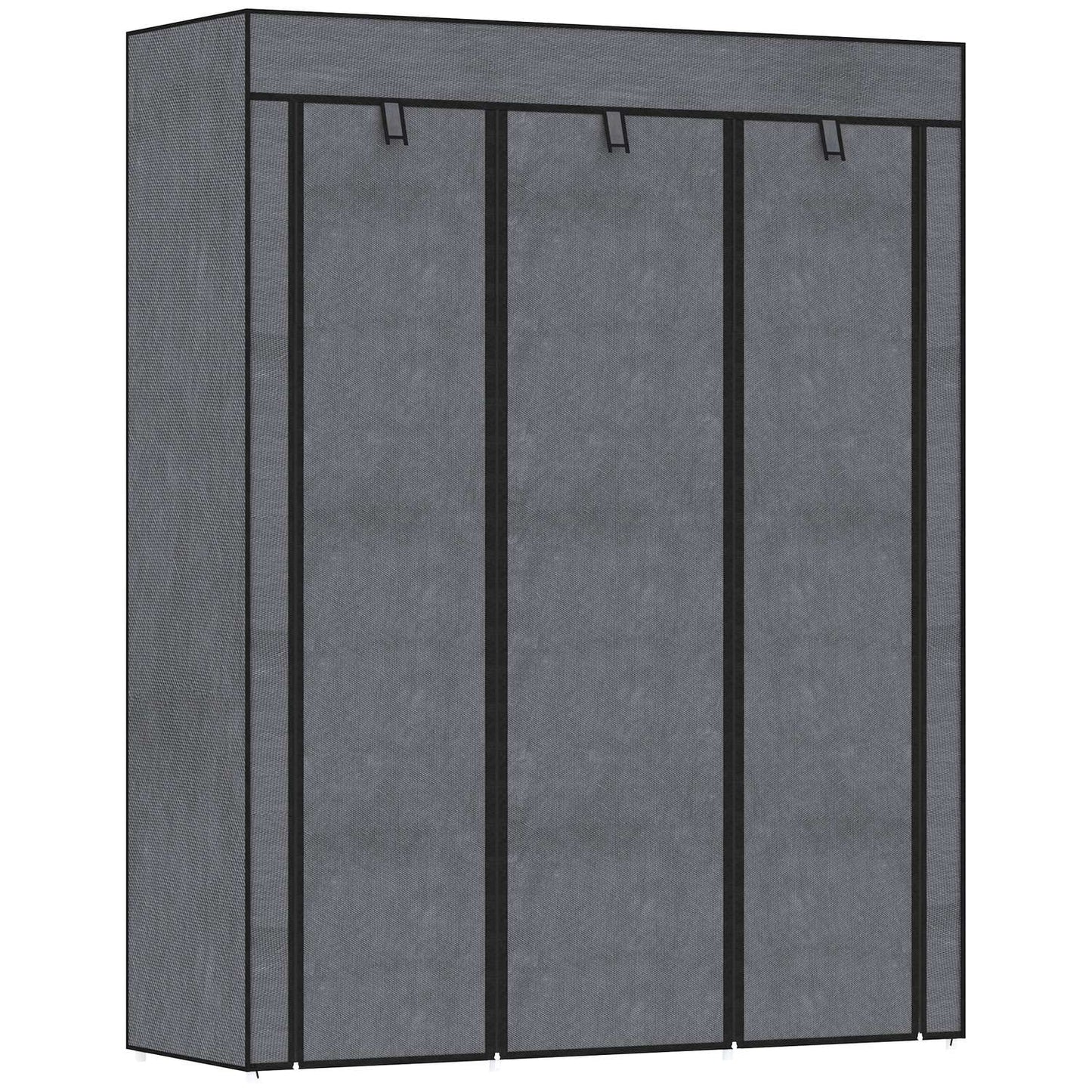 Folding fabric wardrobe with clothes rail, dark grey