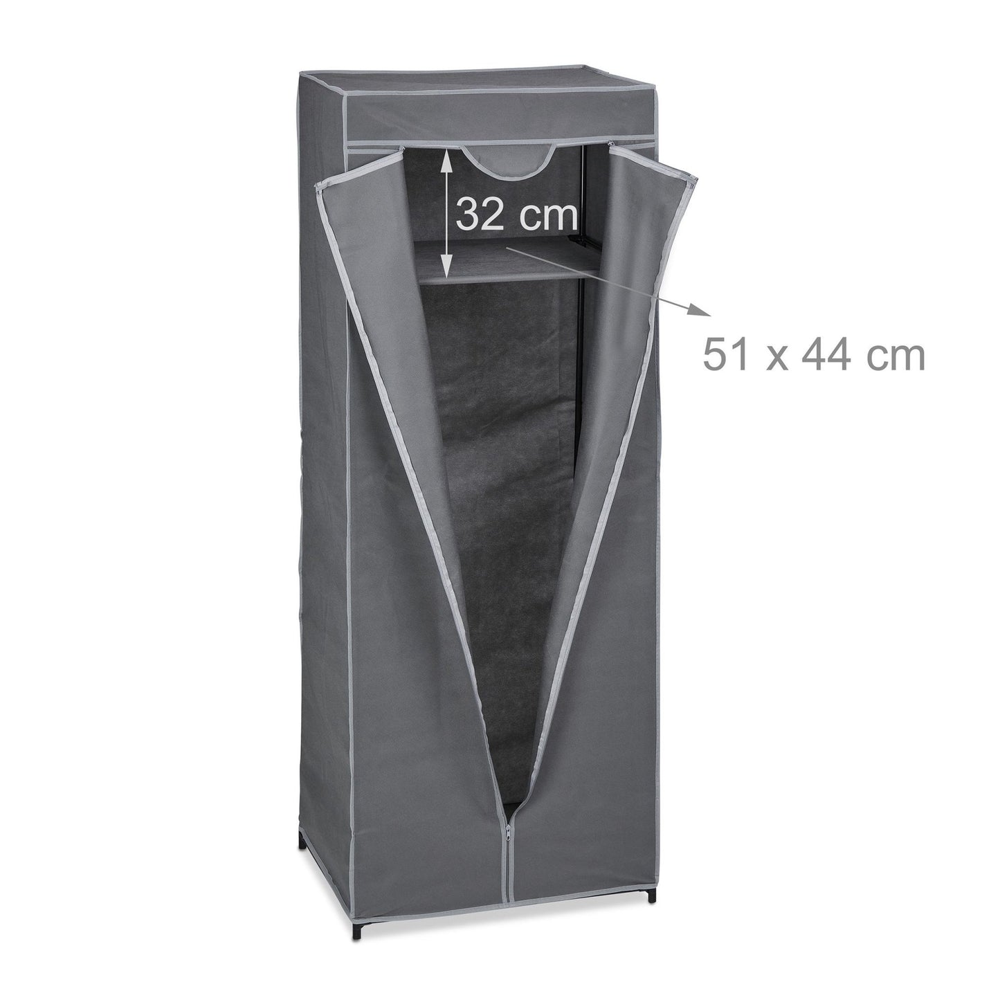 Fabric wardrobe with clothes rail