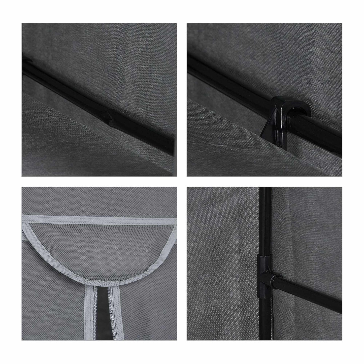 Fabric wardrobe with clothes rail