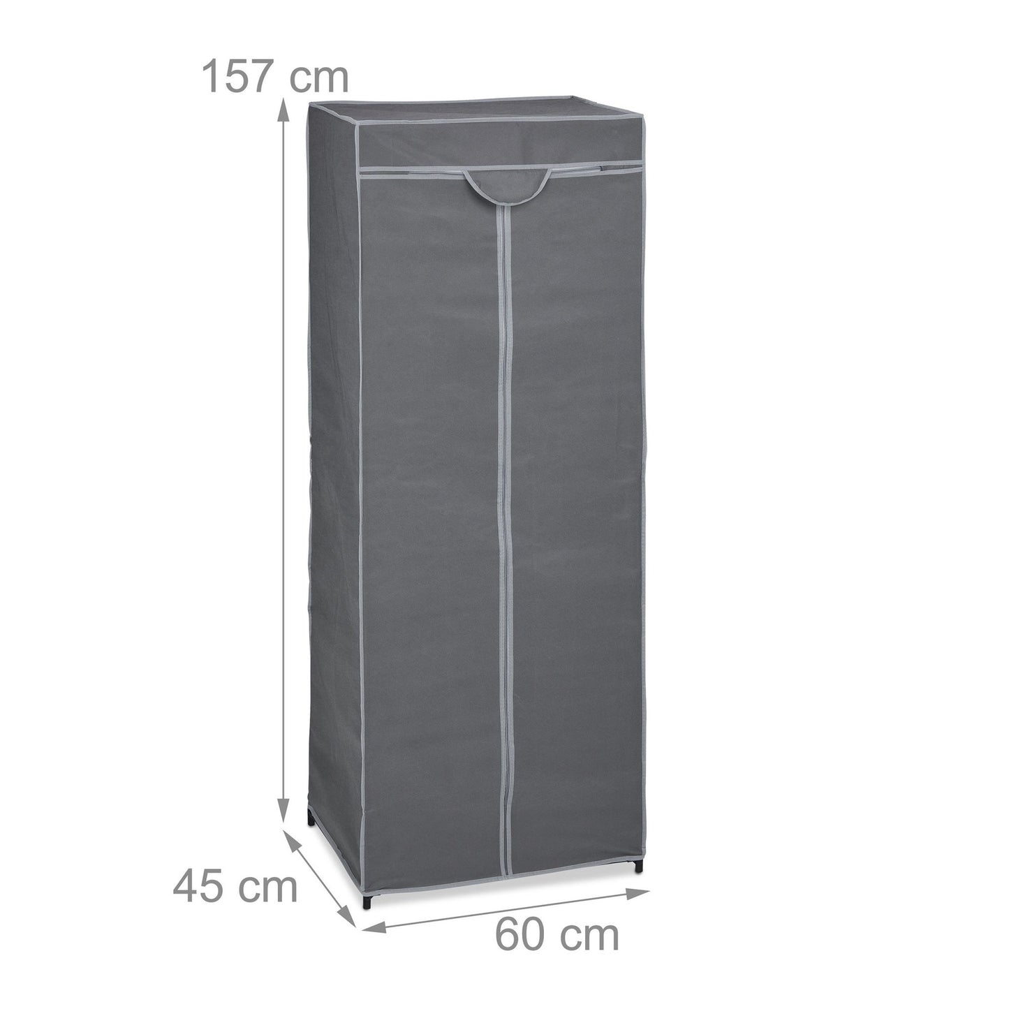 Fabric wardrobe with clothes rail