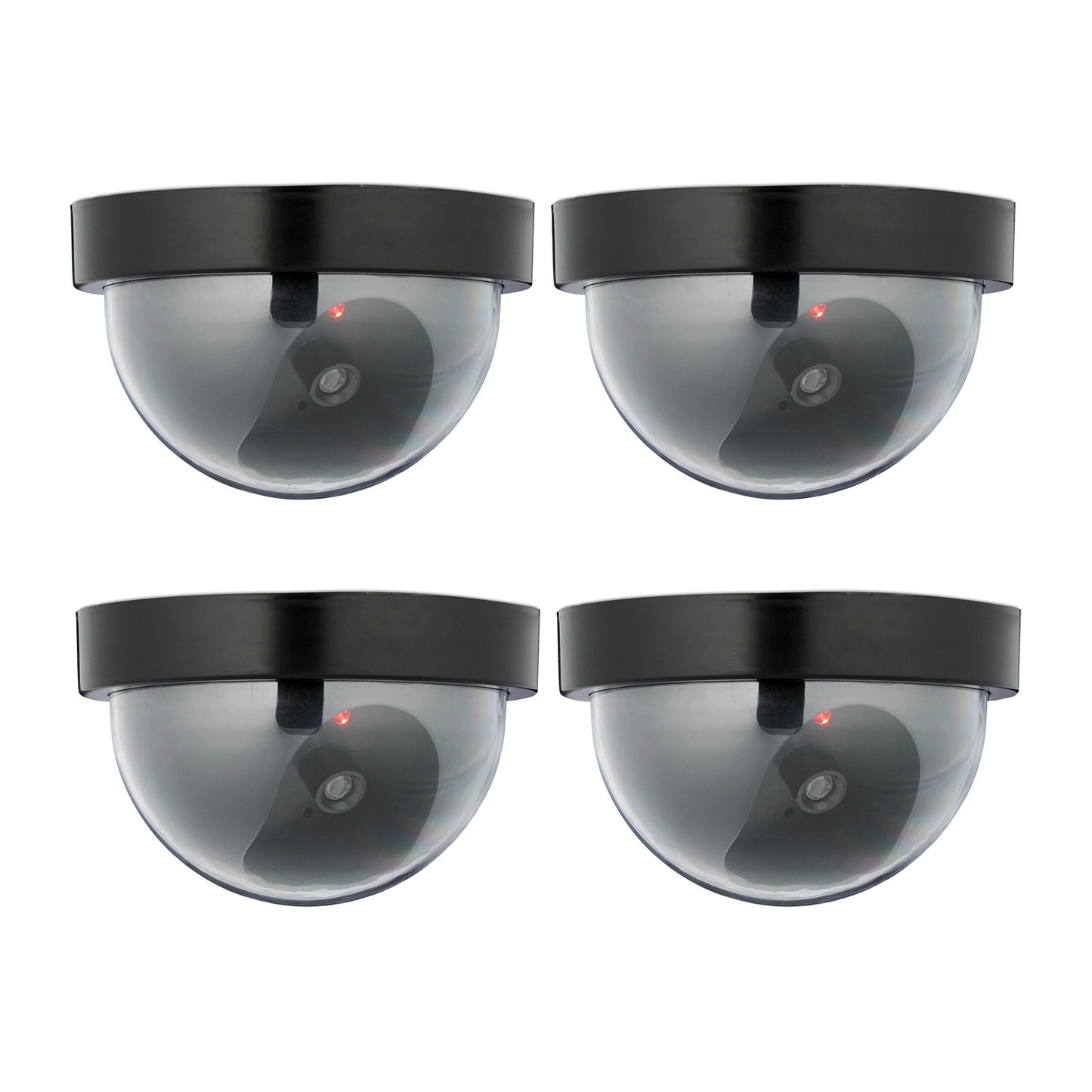 Fake Security Dome Cameras, LED, Indoor/Outdoor, 4-Pack