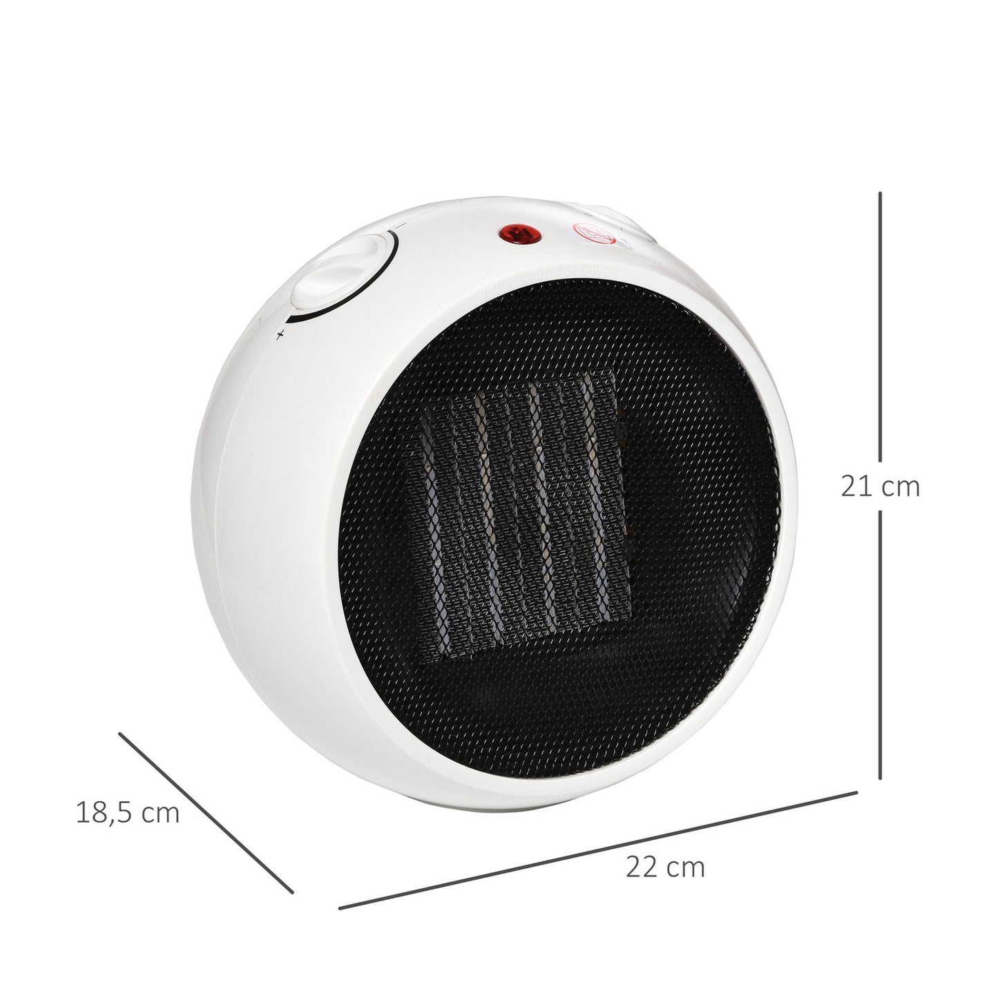 Electric fan heater, 900W/1500W, White & Black, Compact