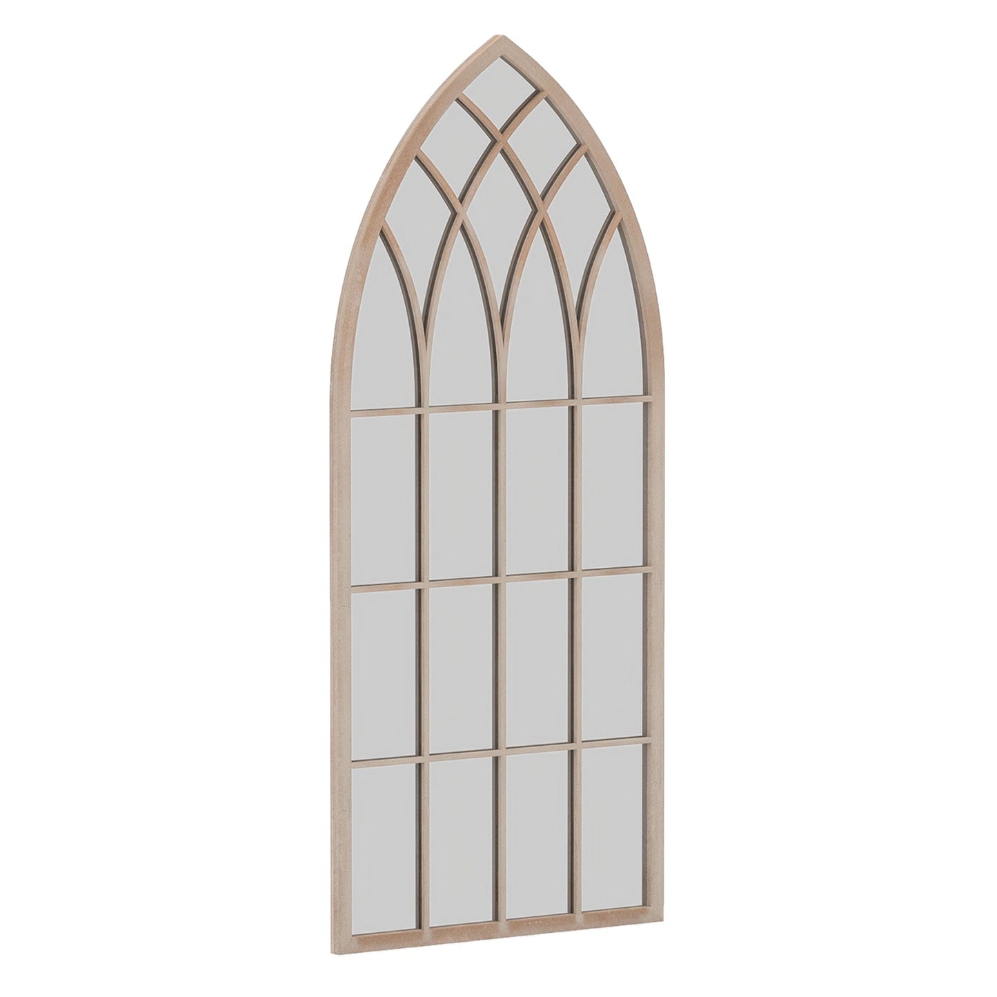 Farmhouse Arched Wall Mirror, Metal Frame, 115x50 cm, Gray