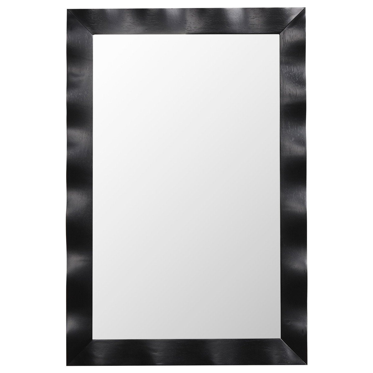 Farmhouse Rubberwood Frame Wooden Wall Mirror Rustic Bathroom Mirror Black