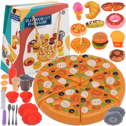 Fast Food Toy Set with Velcro Pizza, 42 Pieces