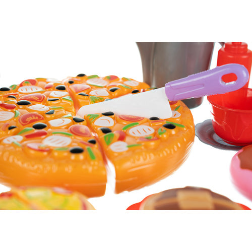 Fast Food Toy Set with Velcro Pizza, 42 Pieces