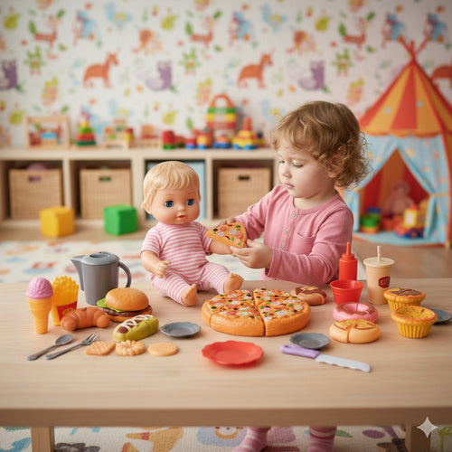 Fast Food Toy Set with Velcro Pizza, 42 Pieces