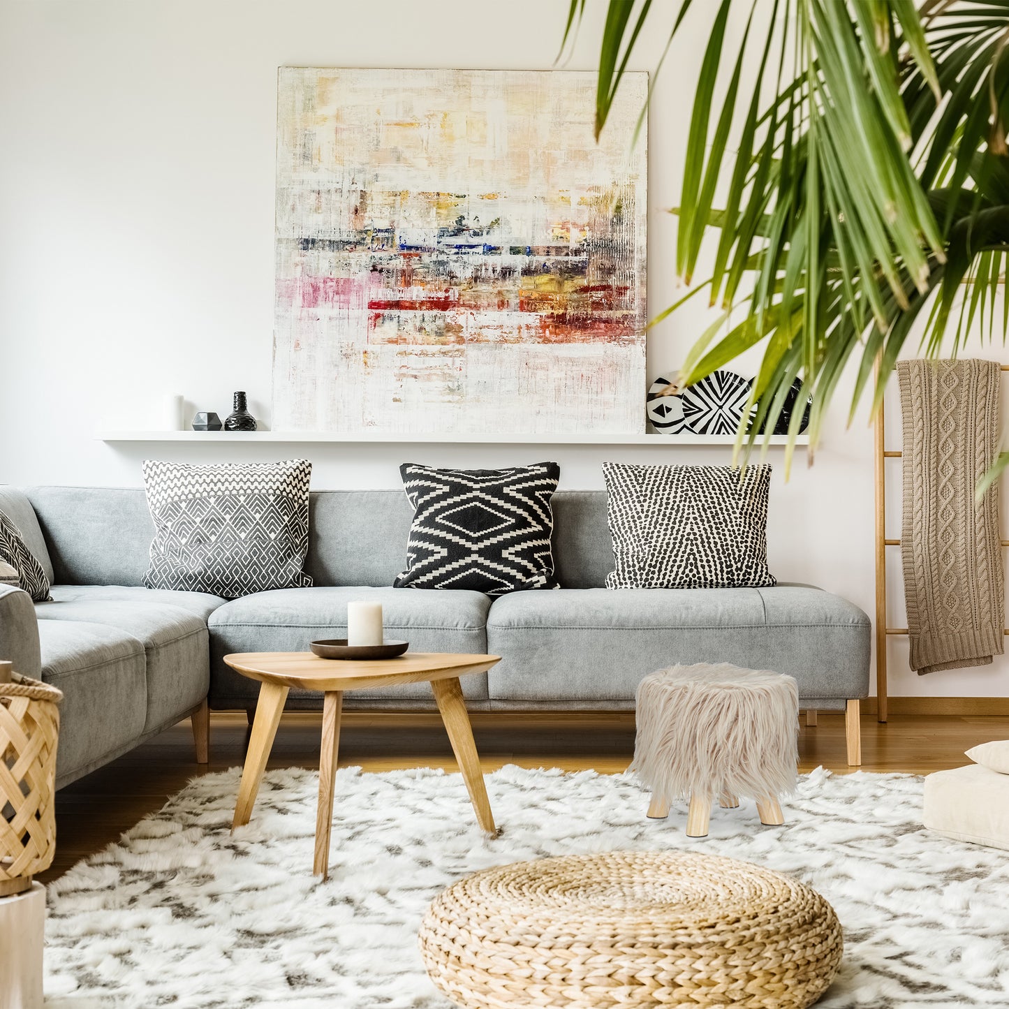 Faux Fur Footstool
