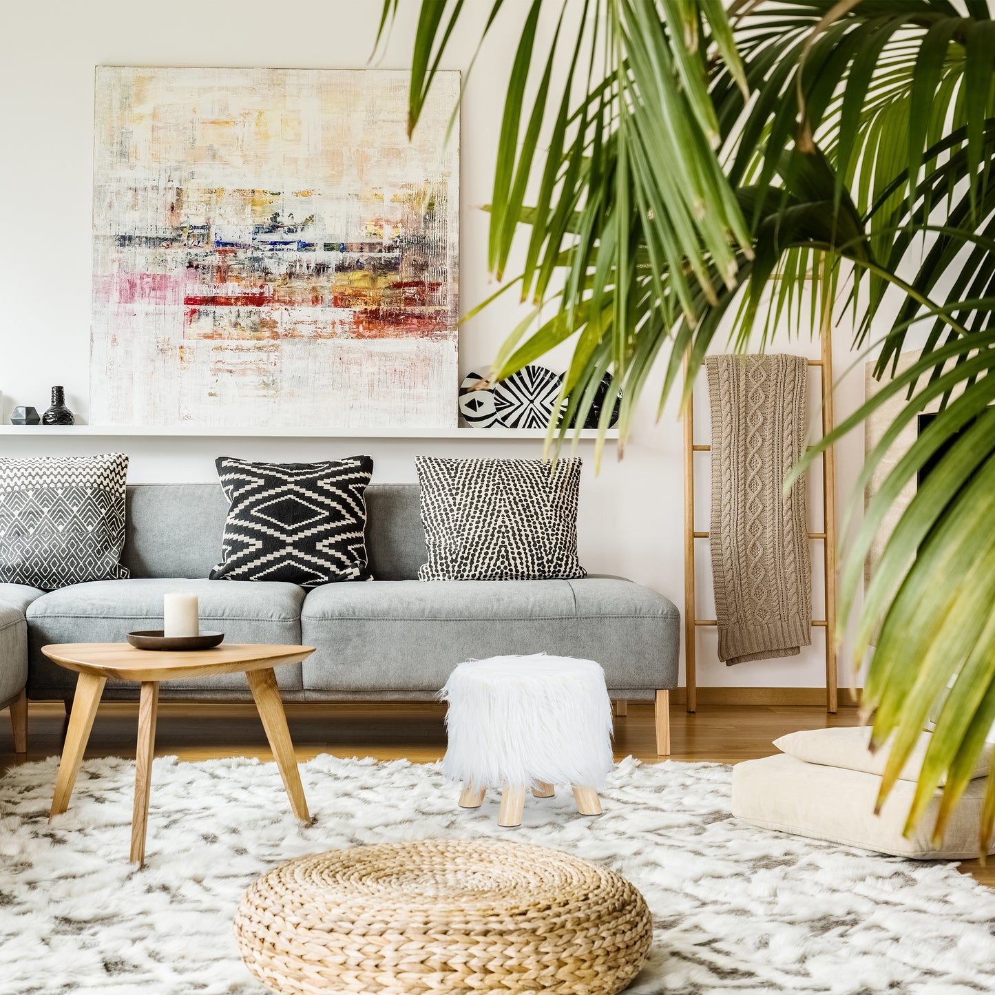 Faux Fur Footstool