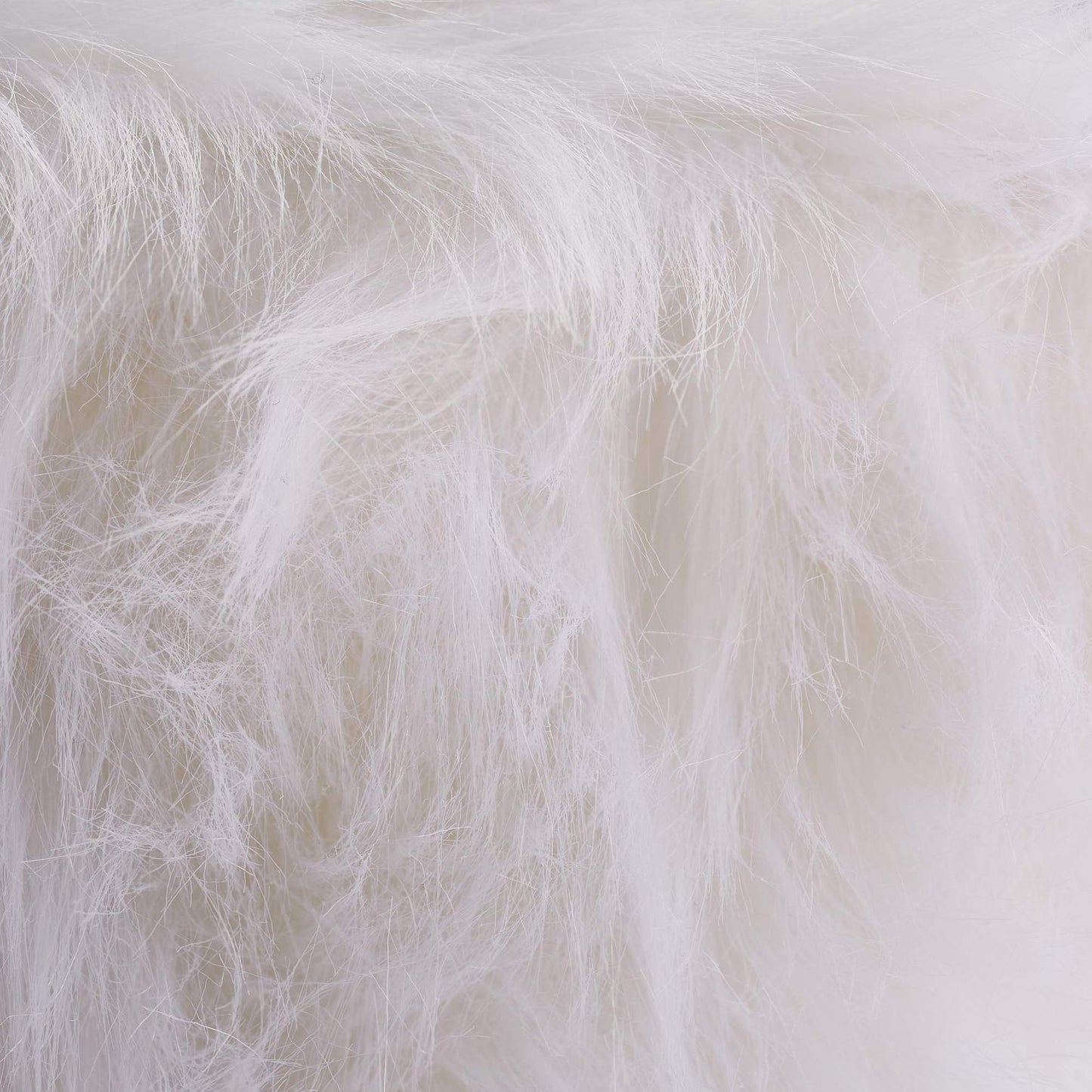 Faux Fur Stool in White-Gold